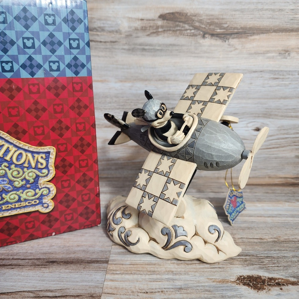 Disney Traditions Jim‎ Shore Silver Skies Mickey Mouse Airplane Figurine 4023572